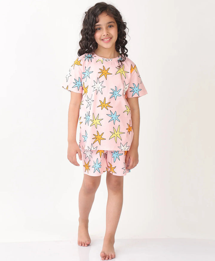 PINK STAR SLEEPWEAR SHORT SET - PINK - Anthrilo 