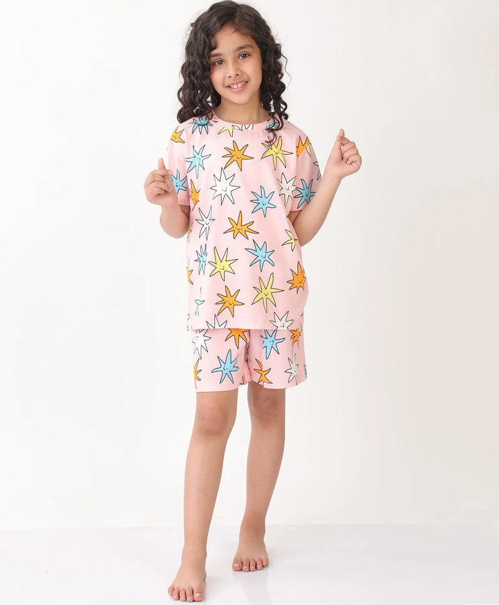 PINK STAR SLEEPWEAR SHORT SET - PINK - Anthrilo 