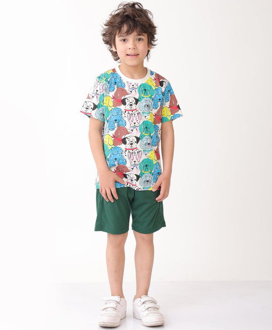 SUMMER DOGS GREEN SHORTS SET - WHITE/GREEN