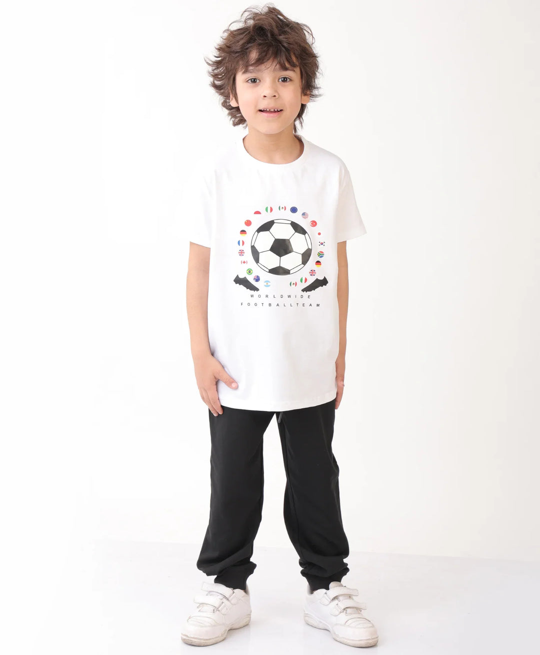 FOOTBALL BLACK JOGGER SET - WHITE/BLACK - Anthrilo 