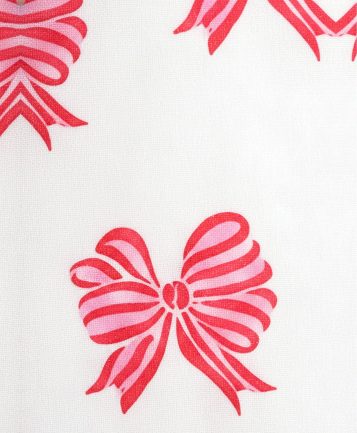 PINK RED BOW SHORTS SET - WHITE