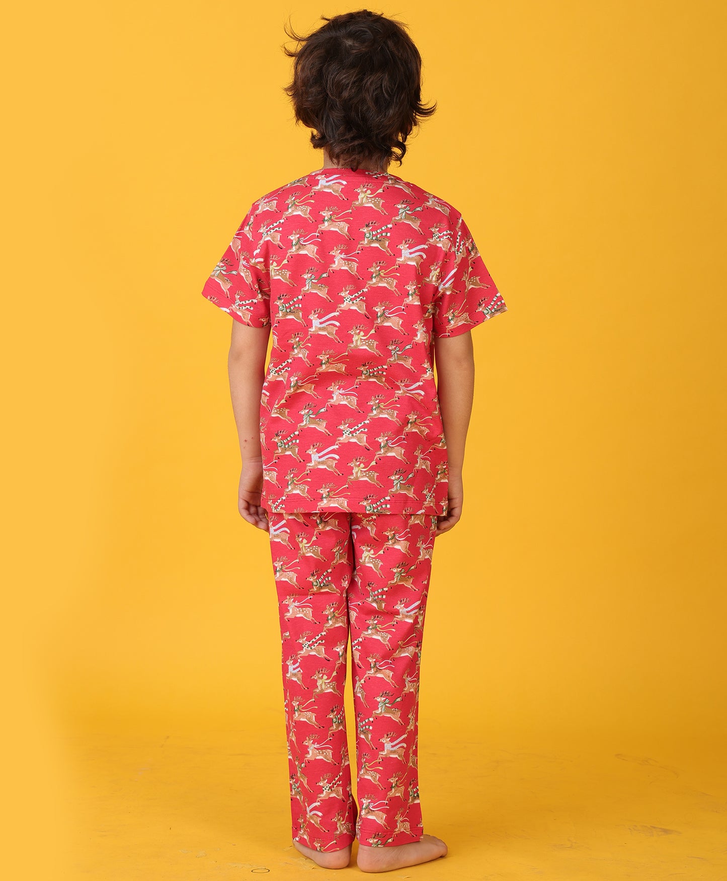 REINDEER SHORT SLEEVE PYJAMA SET - RED
