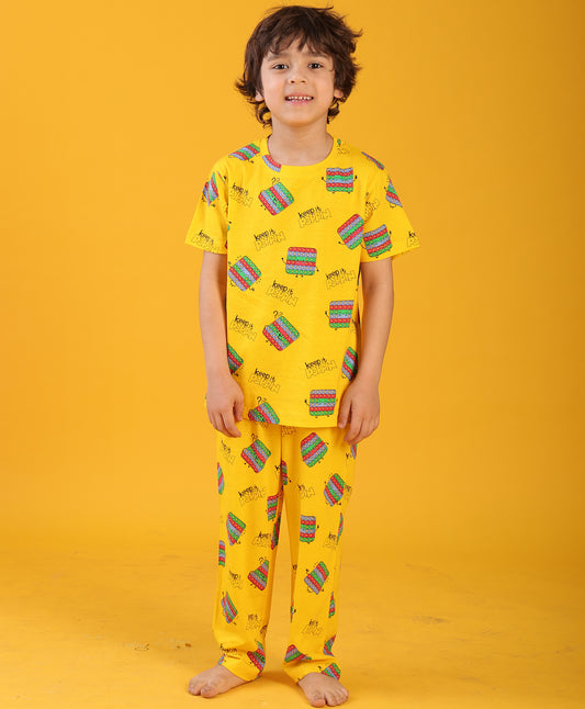 POP IT SHORT SLEEVE PYJAMA SET - YELLOW