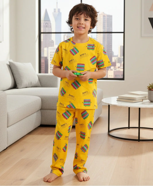 POP IT SHORT SLEEVE PYJAMA SET - YELLOW