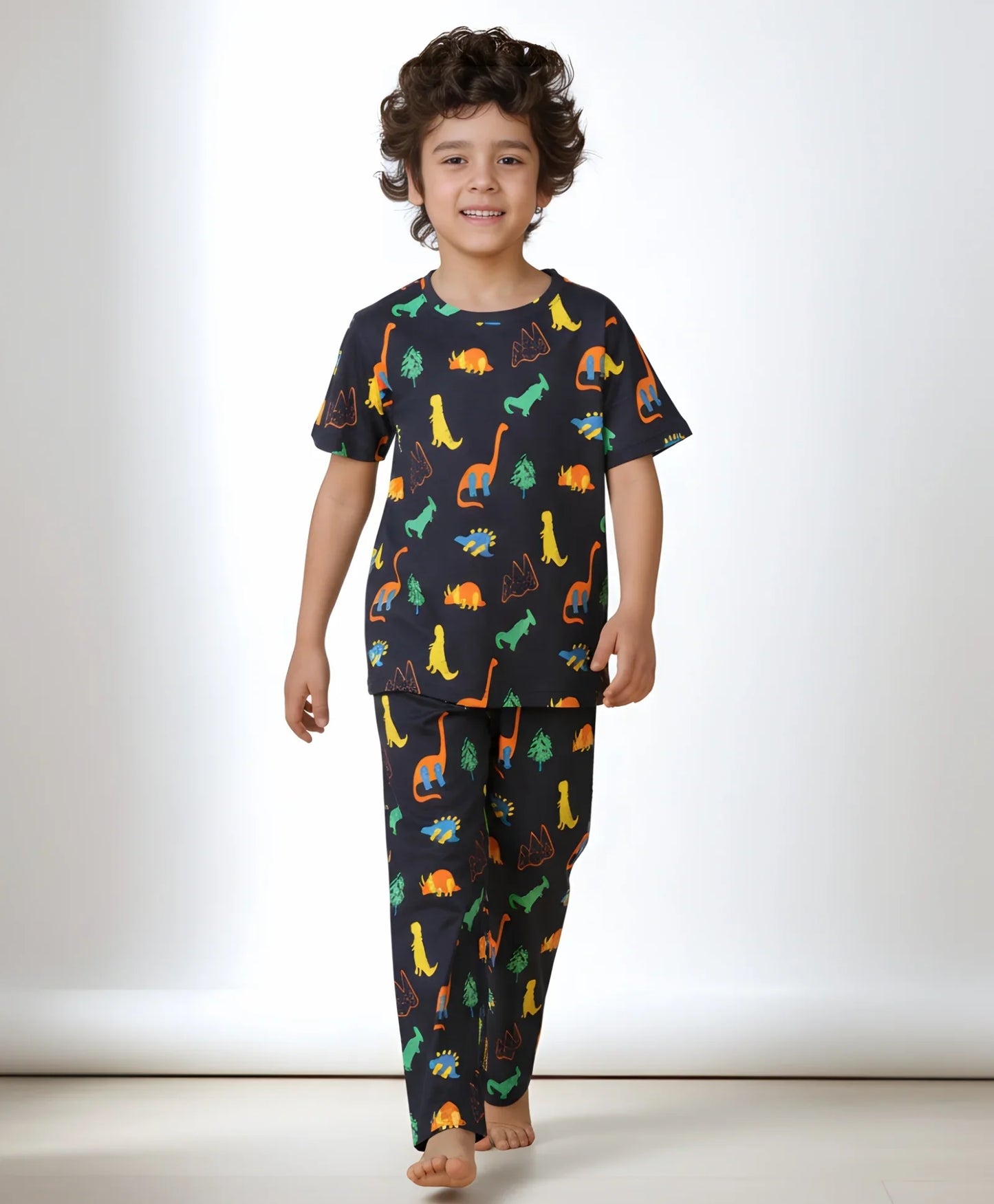 DINOSAUR FUN NAVY SHORT SLEEVE PYJAMA SET - NAVY