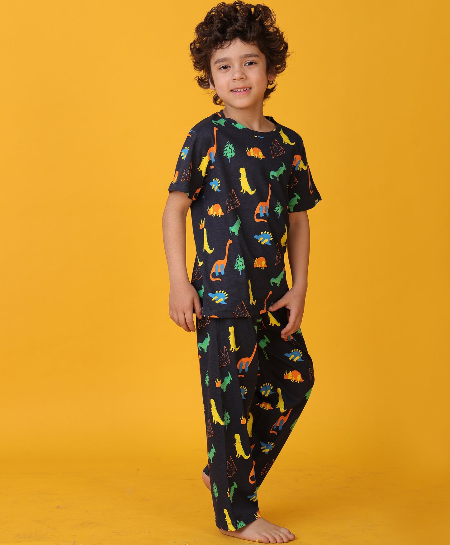 DINOSAUR FUN NAVY SHORT SLEEVE PYJAMA SET - NAVY