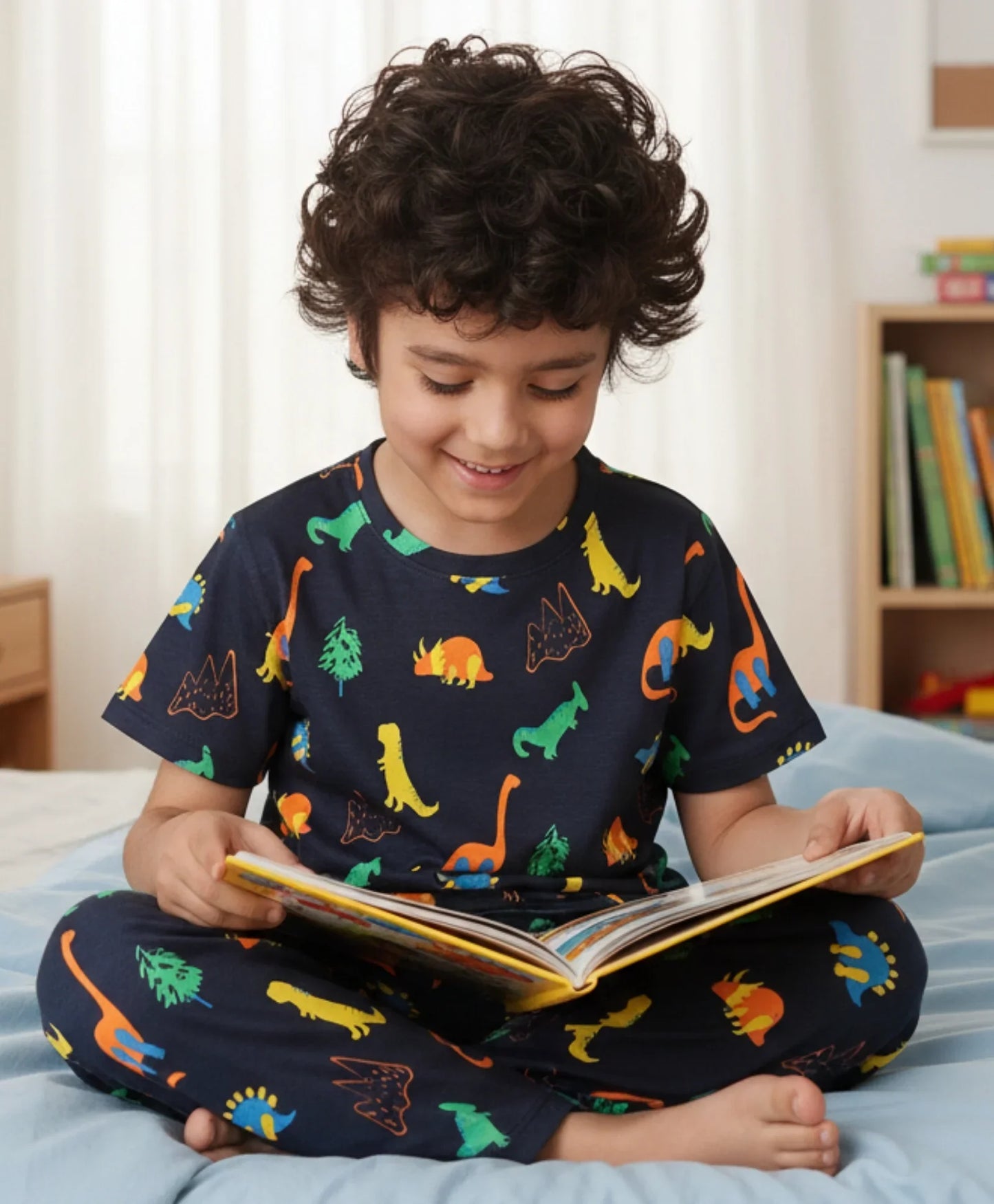 DINOSAUR FUN NAVY SHORT SLEEVE PYJAMA SET - NAVY