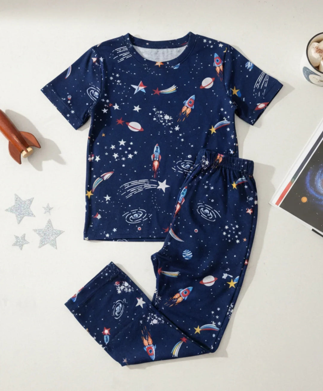 SOLAR DREAMS SHORT SLEEVE PYJAMA SET - BLUE - Anthrilo 