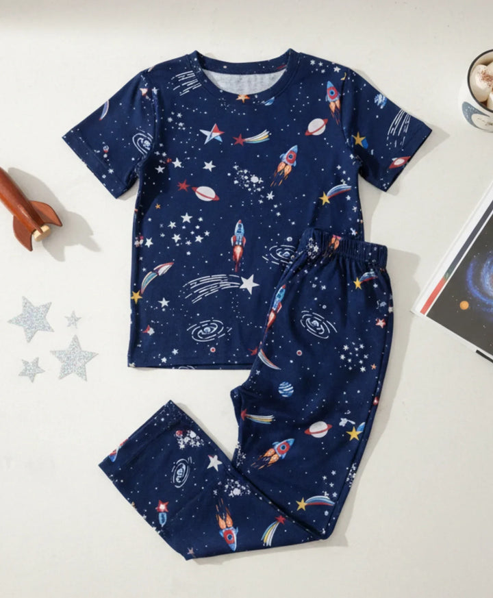 SOLAR DREAMS SHORT SLEEVE PYJAMA SET - BLUE - Anthrilo 