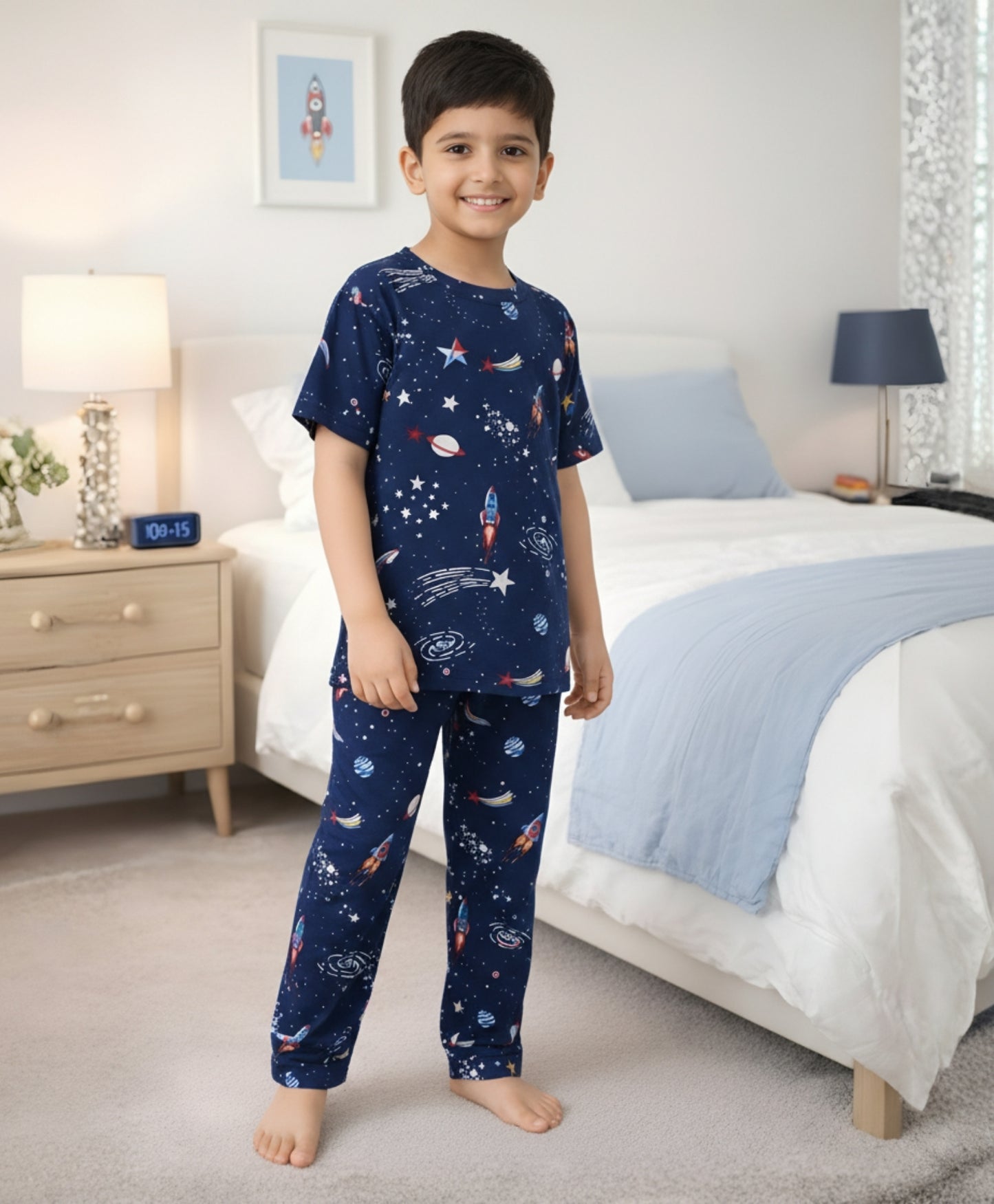SOLAR DREAMS SHORT SLEEVE PYJAMA SET - BLUE