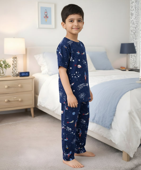 SOLAR DREAMS SHORT SLEEVE PYJAMA SET - BLUE