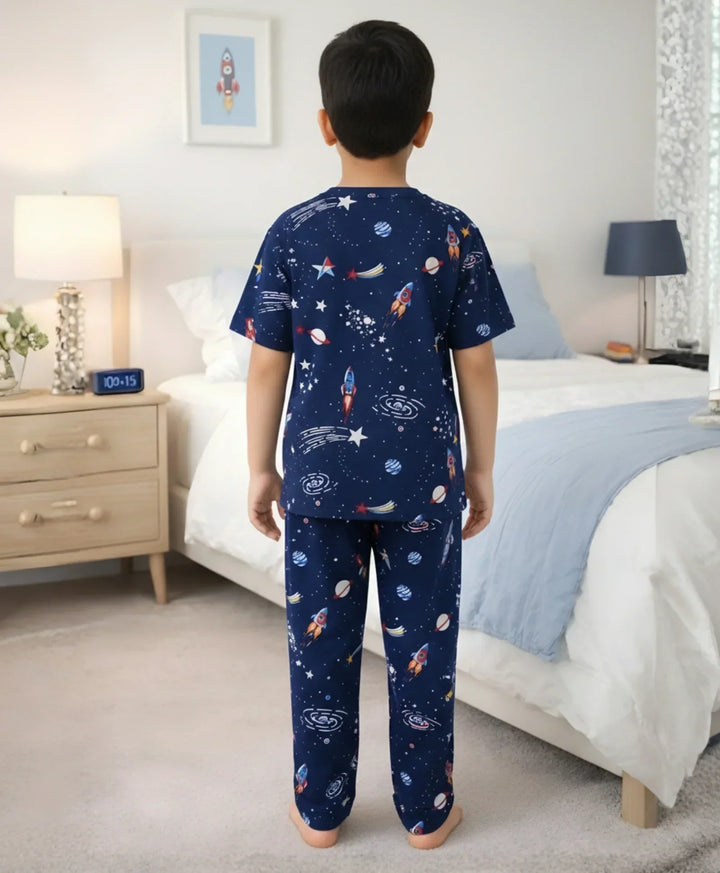 SOLAR DREAMS SHORT SLEEVE PYJAMA SET - BLUE - Anthrilo 