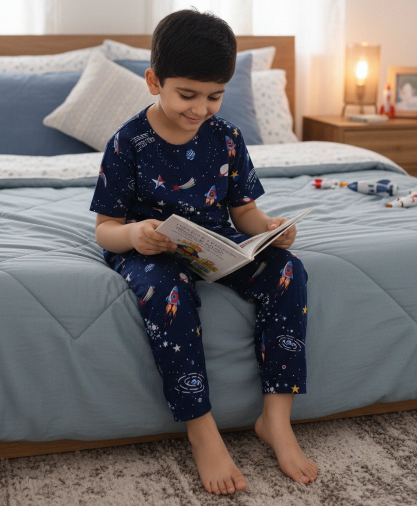 SOLAR DREAMS SHORT SLEEVE PYJAMA SET - BLUE