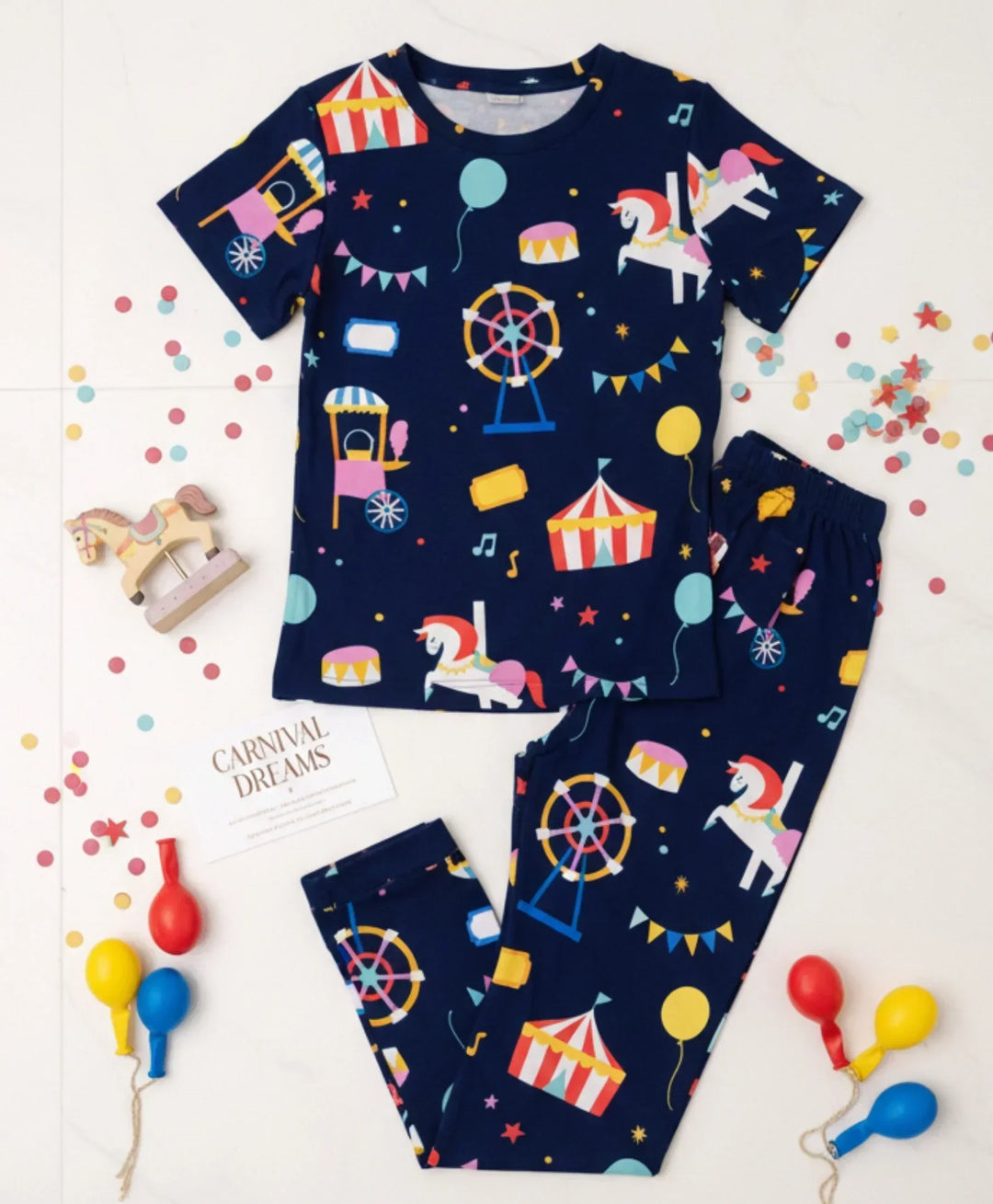 Carnival Circus Short Sleeve Pyjama Set - Navy