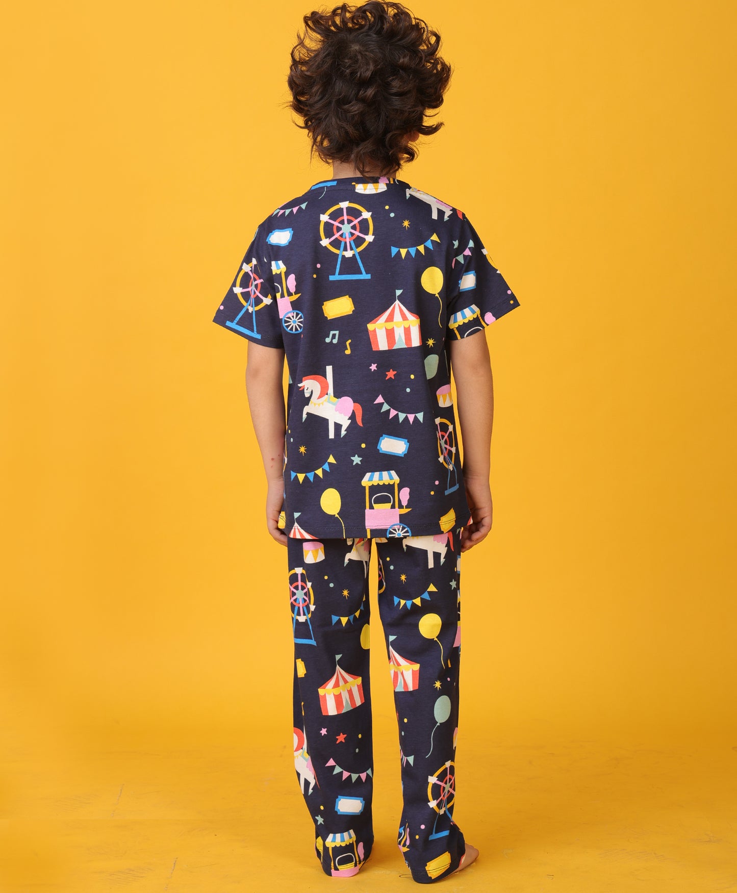 CARNIVAL CIRCUS SHORT SLEEVE PYJAMA SET - NAVY