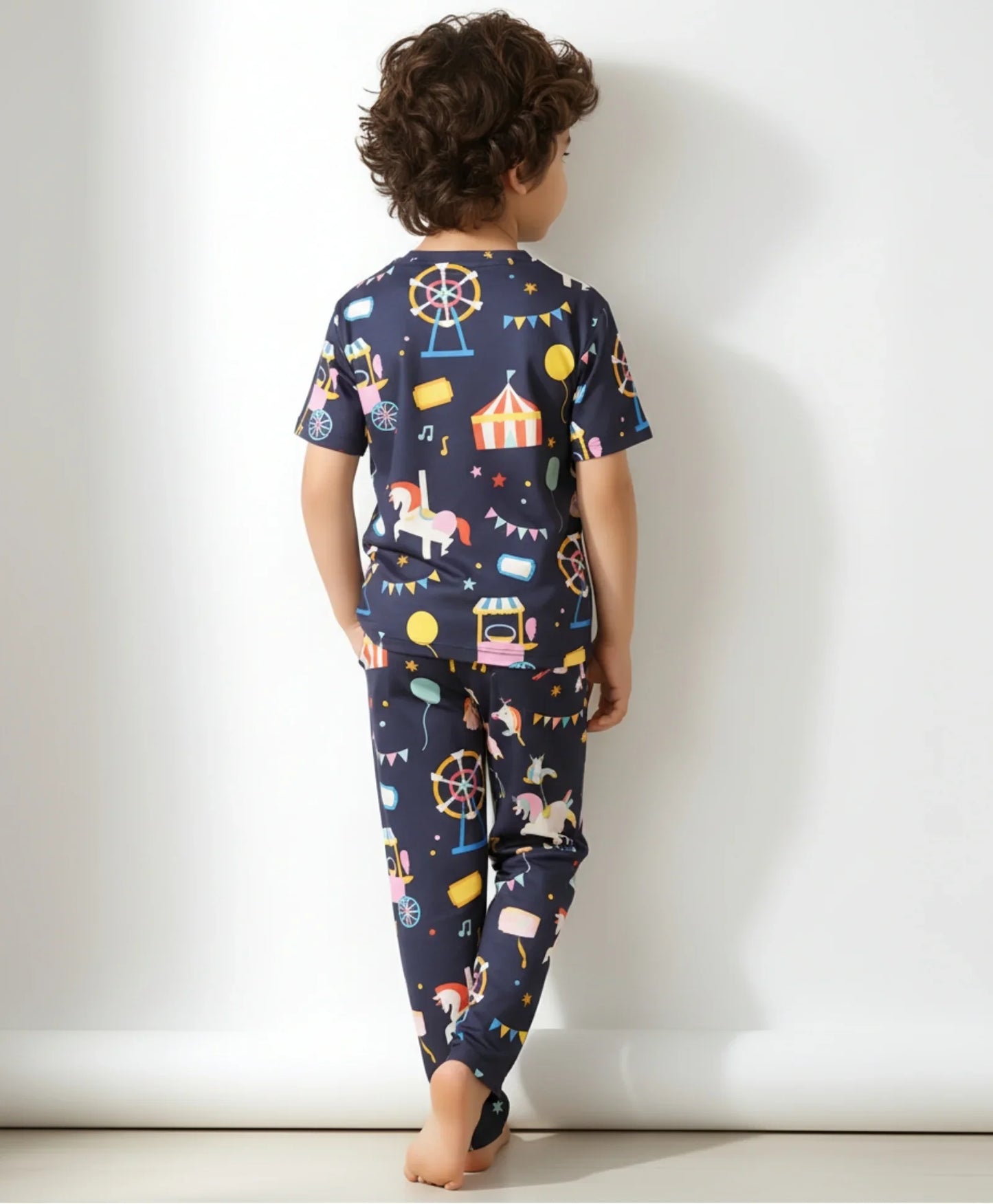 CARNIVAL CIRCUS SHORT SLEEVE PYJAMA SET - NAVY