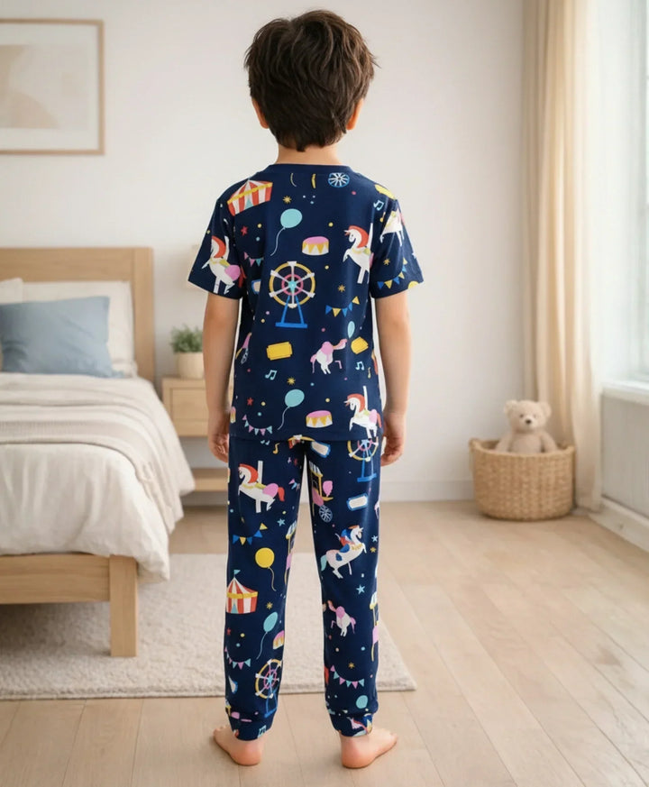 Carnival Circus Short Sleeve Pyjama Set - Navy