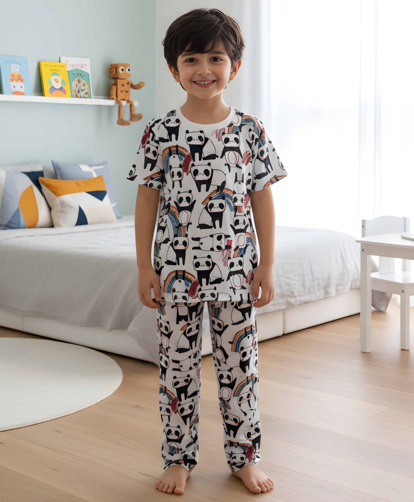 PANDA SHORT SLEEVE PYJAMA SET - WHITE