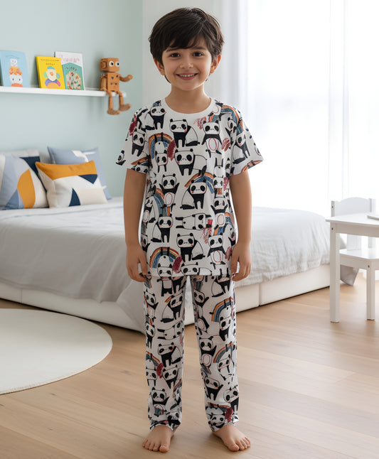 PANDA SHORT SLEEVE PYJAMA SET - WHITE