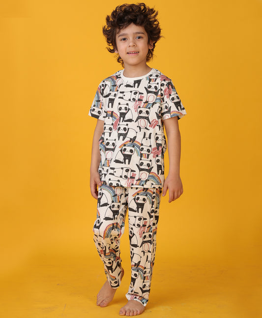 PANDA SHORT SLEEVE PYJAMA SET - WHITE