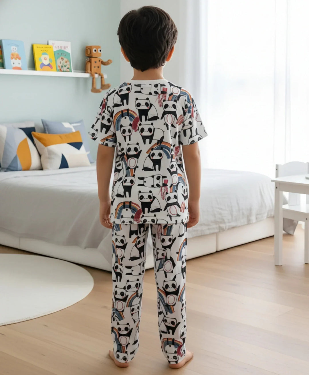 PANDA SHORT SLEEVE PYJAMA SET - WHITE - Anthrilo 