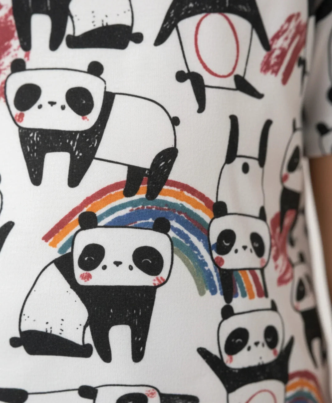 PANDA SHORT SLEEVE PYJAMA SET - WHITE - Anthrilo 