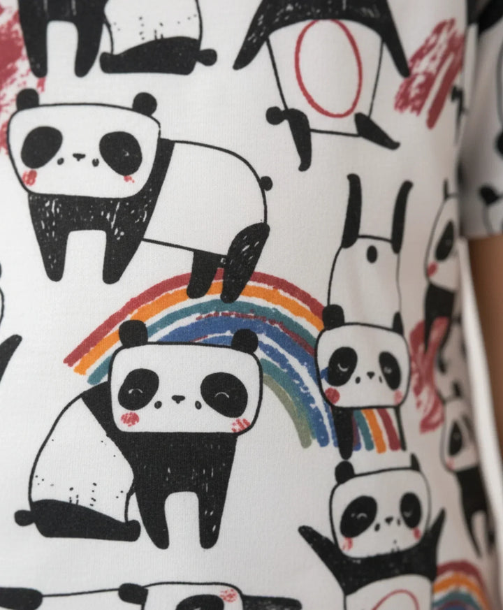 PANDA SHORT SLEEVE PYJAMA SET - WHITE - Anthrilo 