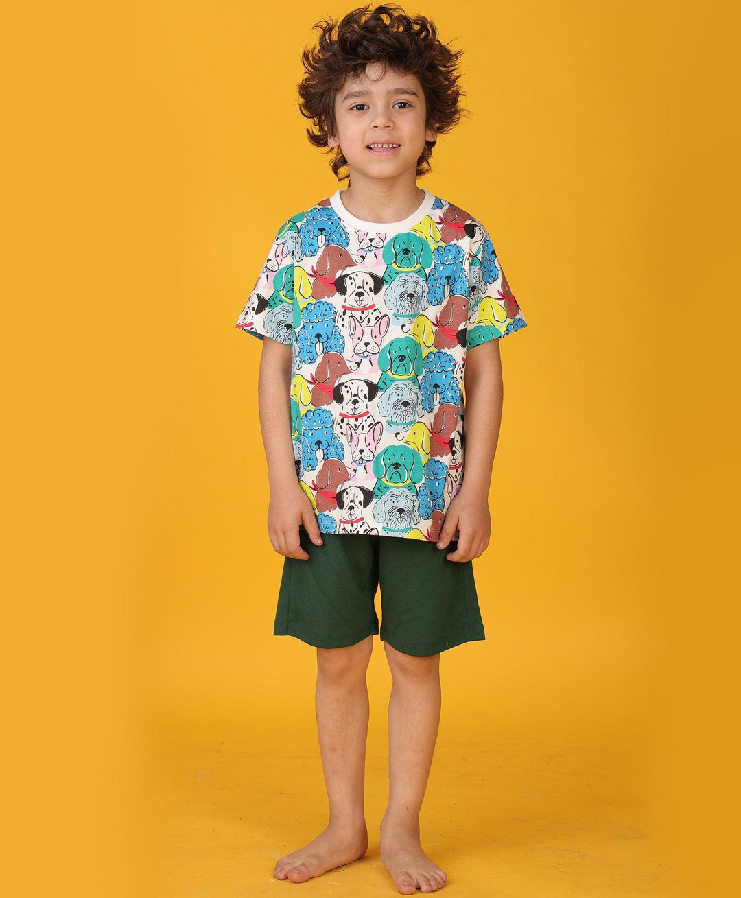 DOGS GREEN SLEEPWEAR SHORT SET - WHITE/GREEN - Anthrilo 