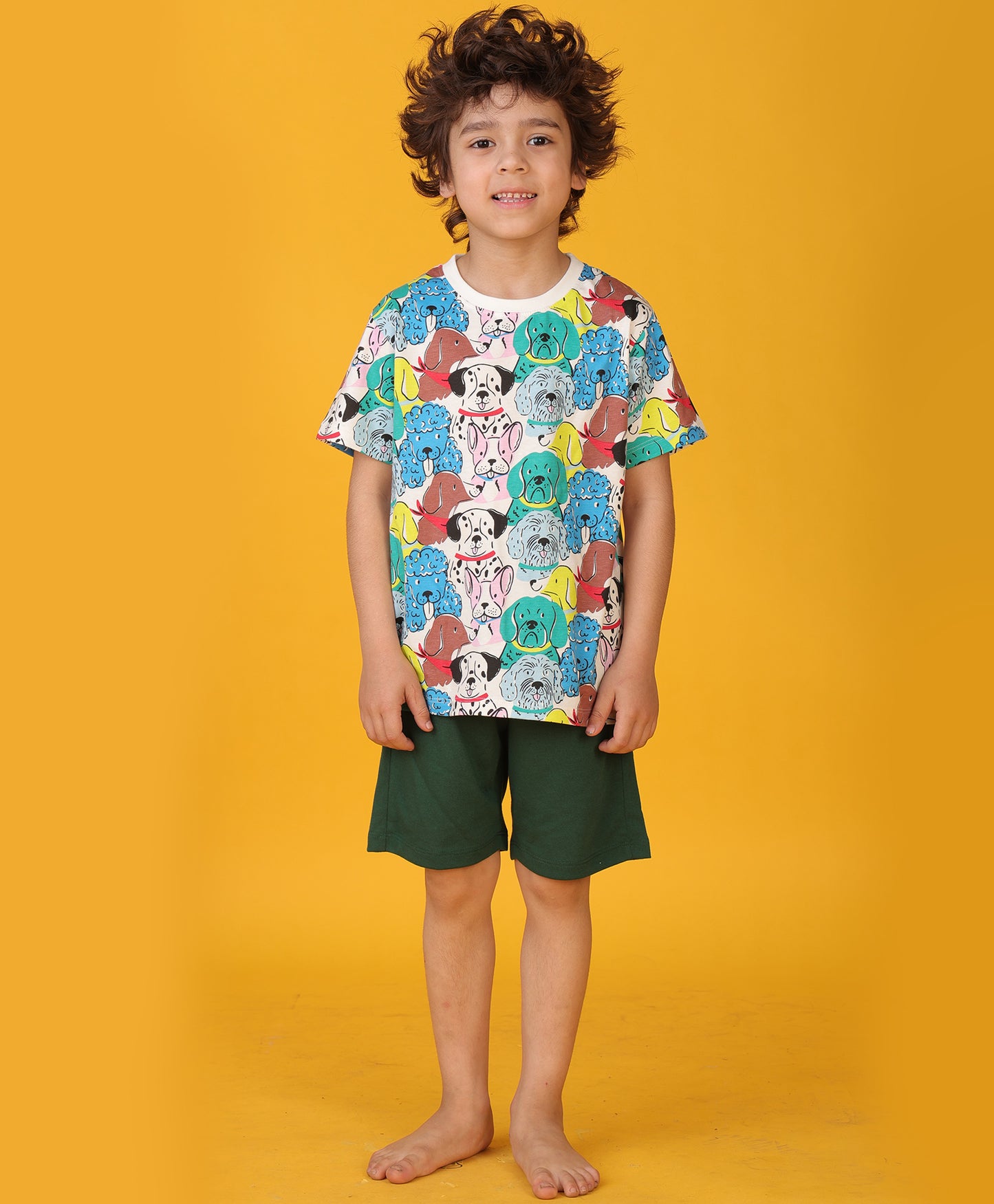 DOGS GREEN SLEEPWEAR SHORT SET - WHITE/GREEN