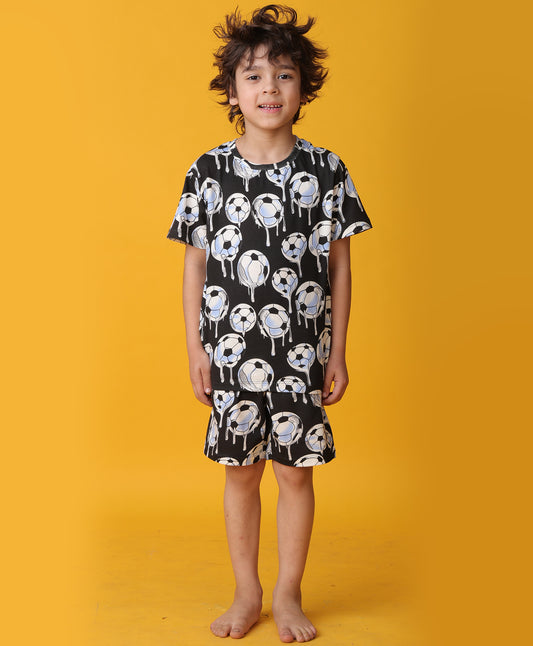 FOOTBALL MELT SLEEPWEAR SHORT SET - WHITE
