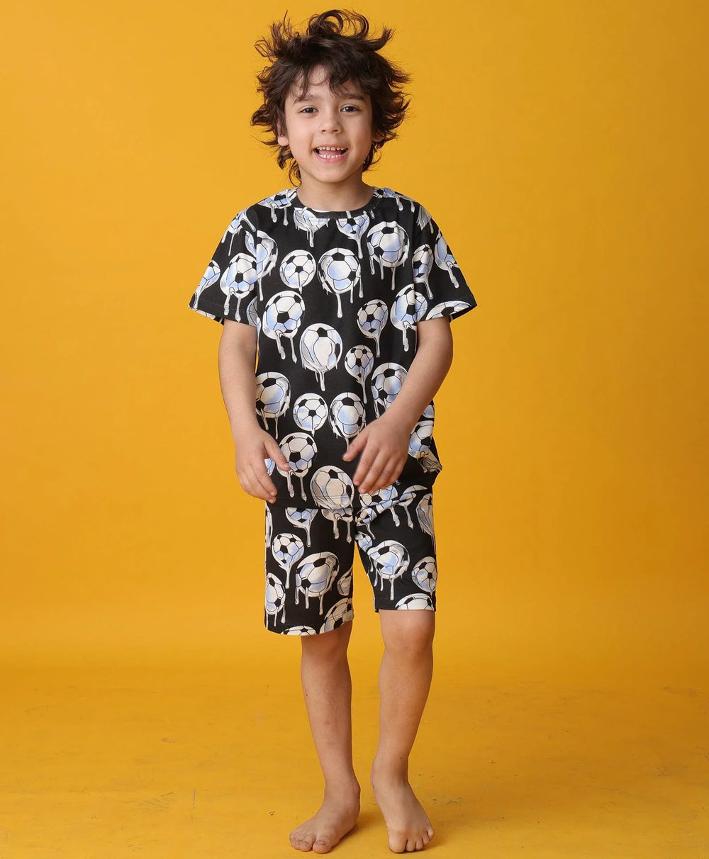 FOOTBALL MELT SLEEPWEAR SHORT SET - WHITE - Anthrilo 