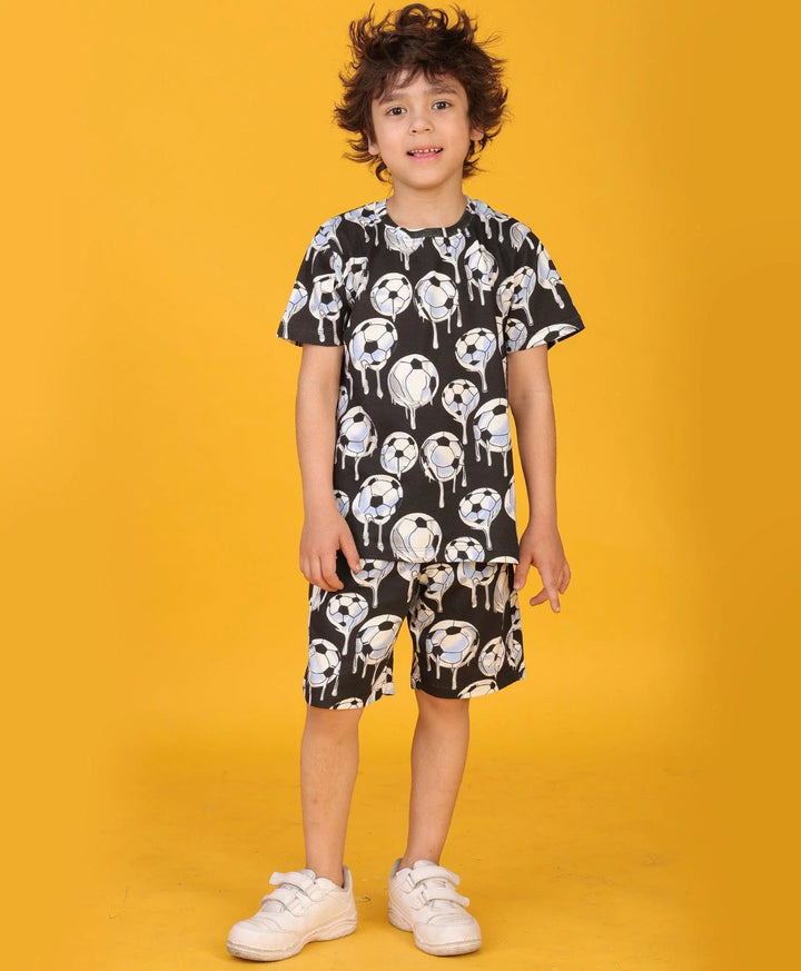 FOOTBALL MELT SUMMER SHORTS SET - BLACK - Anthrilo 