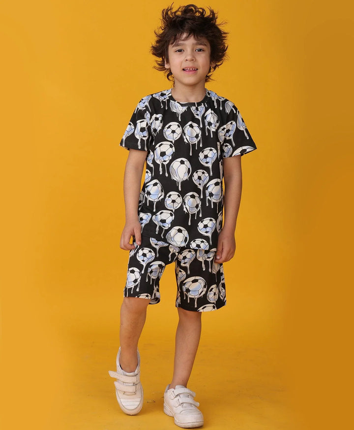 FOOTBALL MELT SUMMER SHORTS SET - BLACK - Anthrilo 