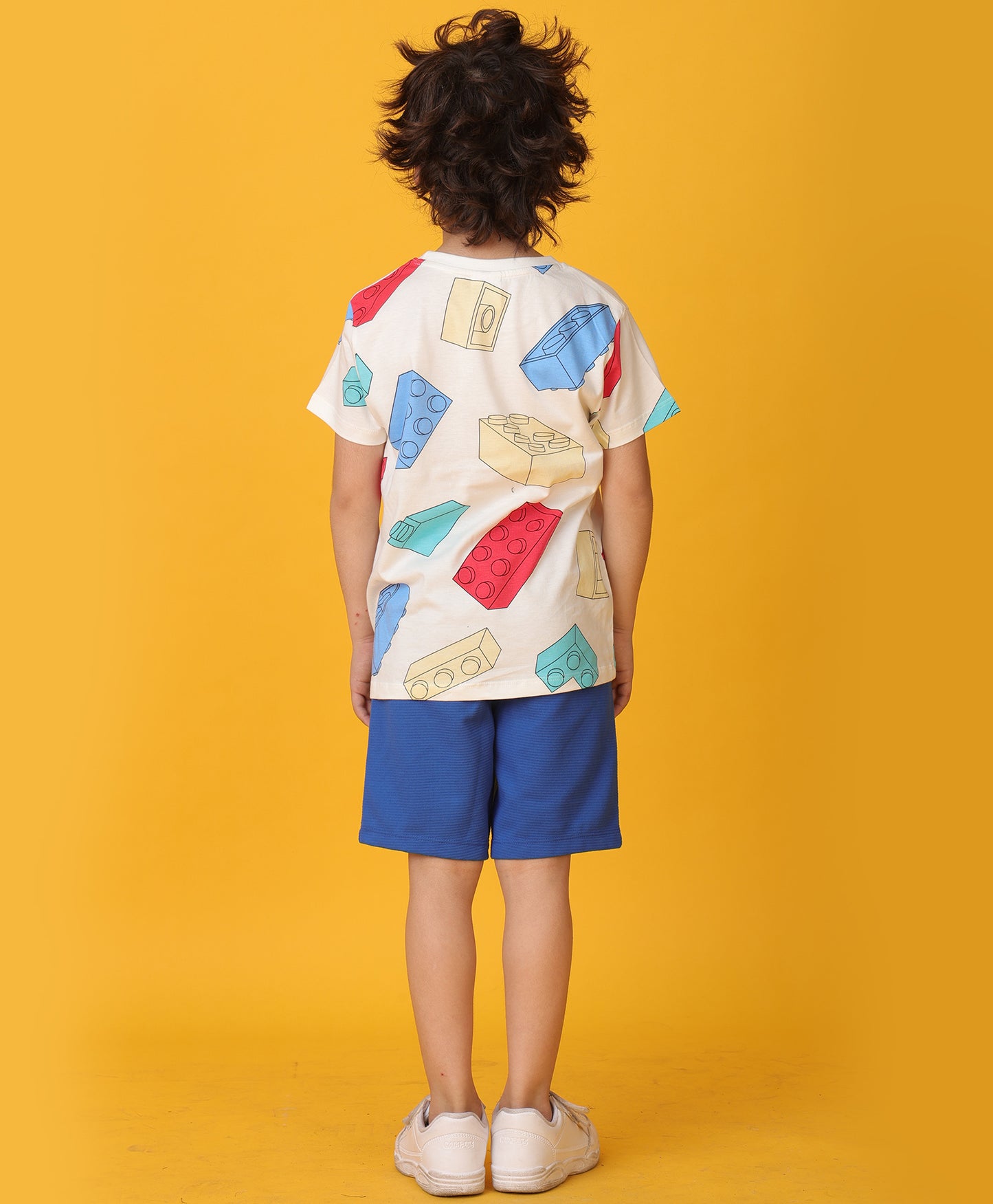 BLOCK T-SHIRT ROYAL SHORTS SET - WHITE/ROYAL