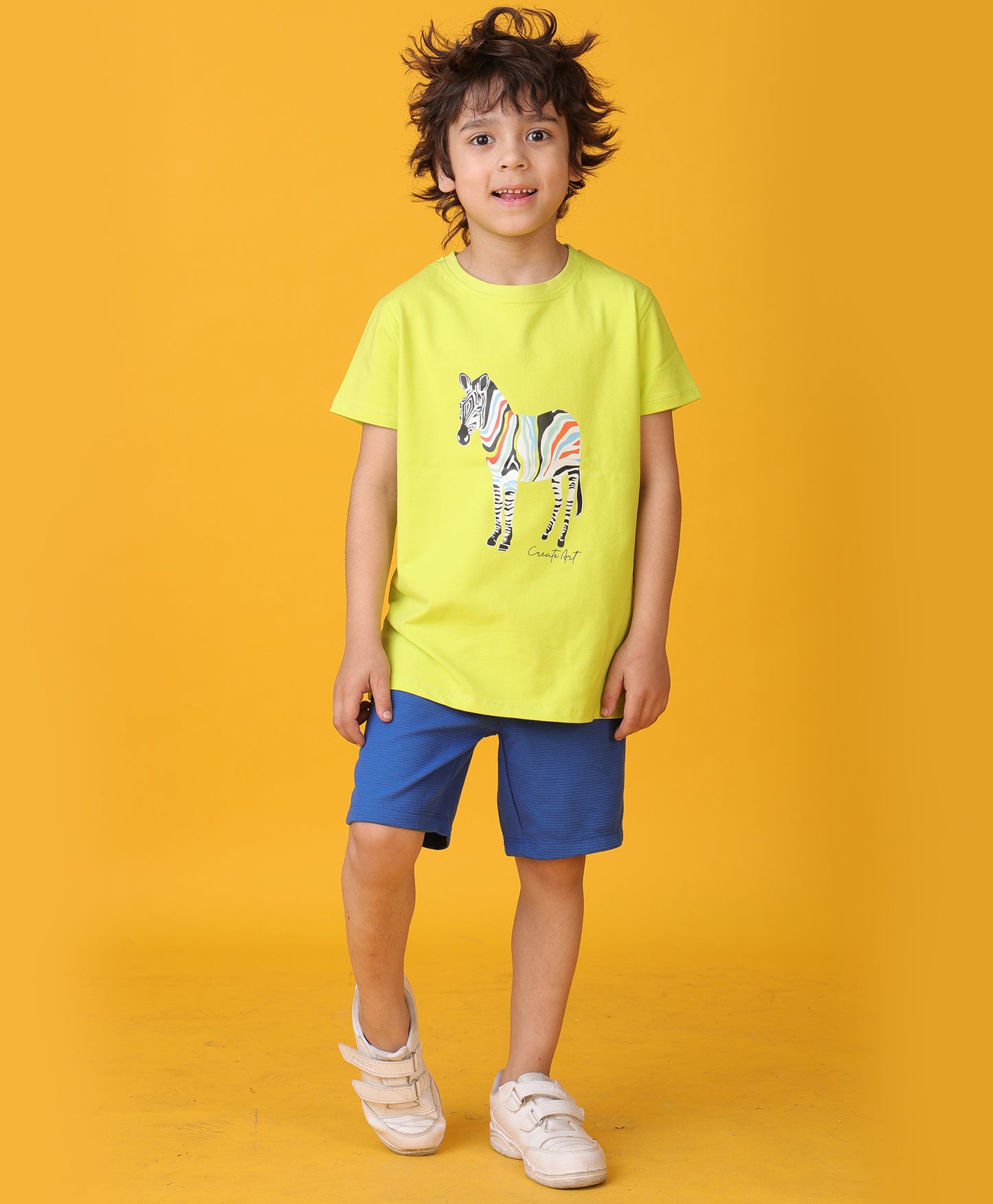ZEBRA ROYAL SHORTS SET - LIME/ROYAL