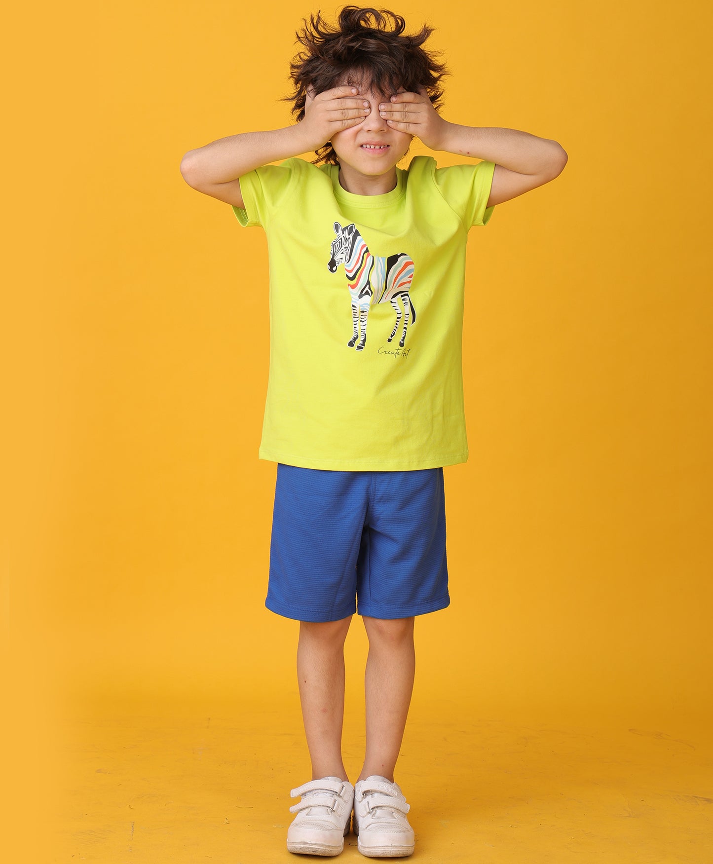 ZEBRA ROYAL SHORTS SET - LIME/ROYAL