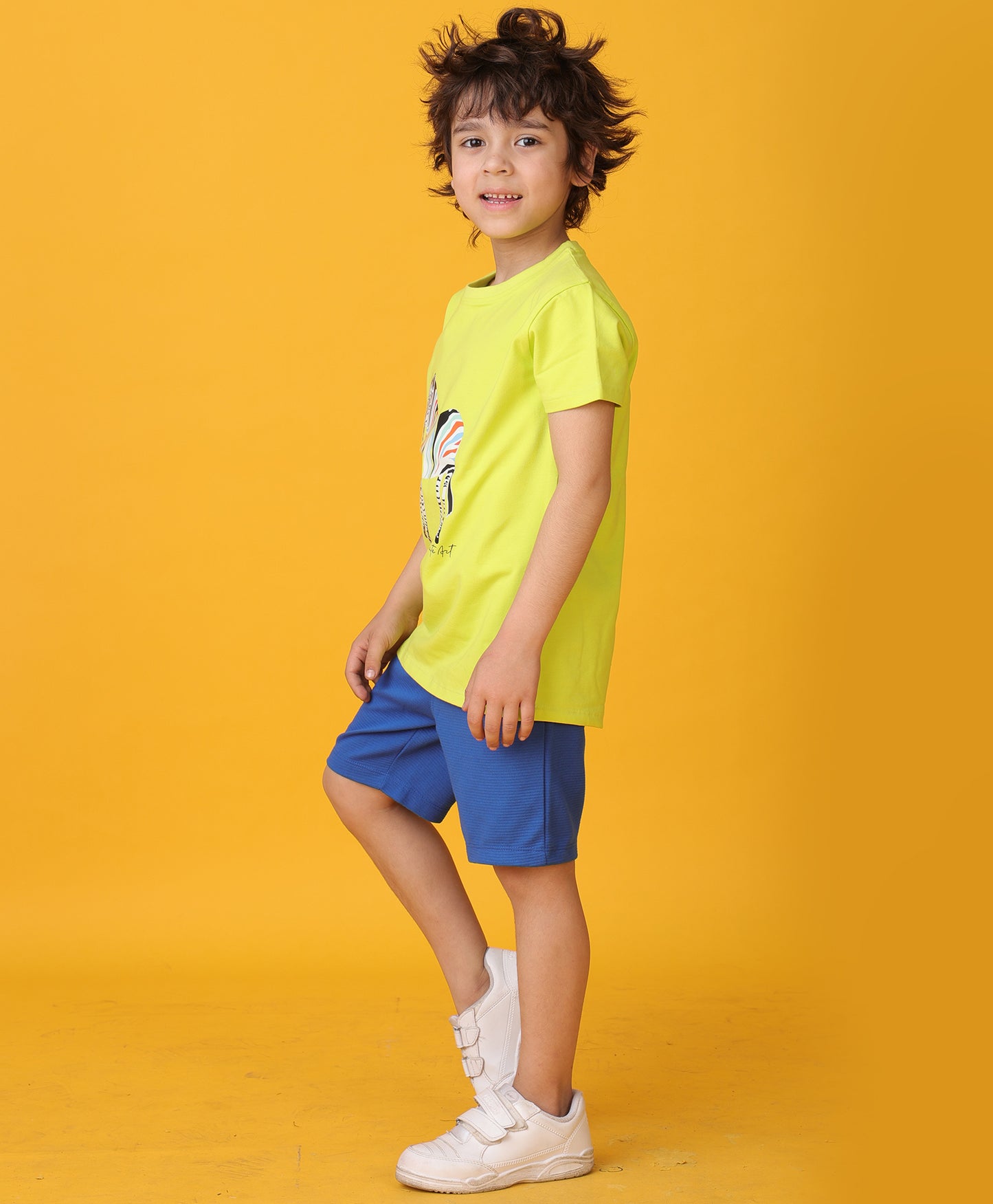 ZEBRA ROYAL SHORTS SET - LIME/ROYAL