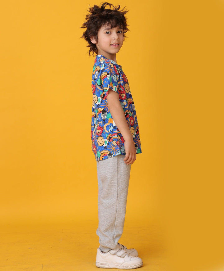 ANIMAL GREY MELANGE SUMMER JOGGER SET - BLUE/GREY - Anthrilo 