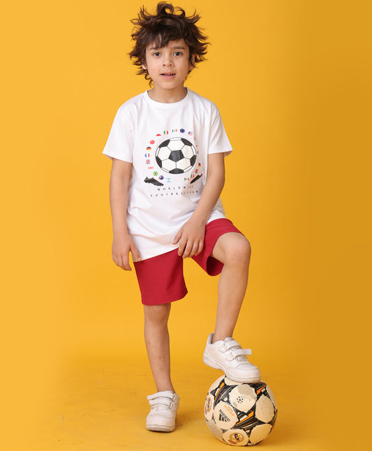 FOOTBALL TEAM RED SHORTS SET - WHITE/RED