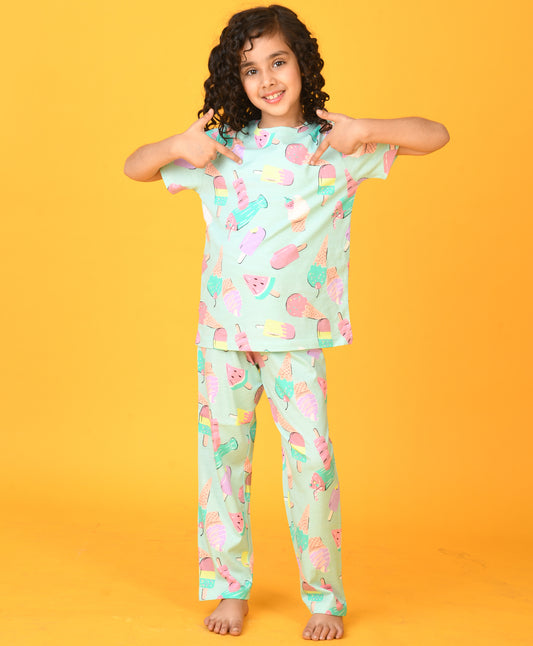 ICECREAM SHORT SLEEVE PYJAMA SET - AQUA