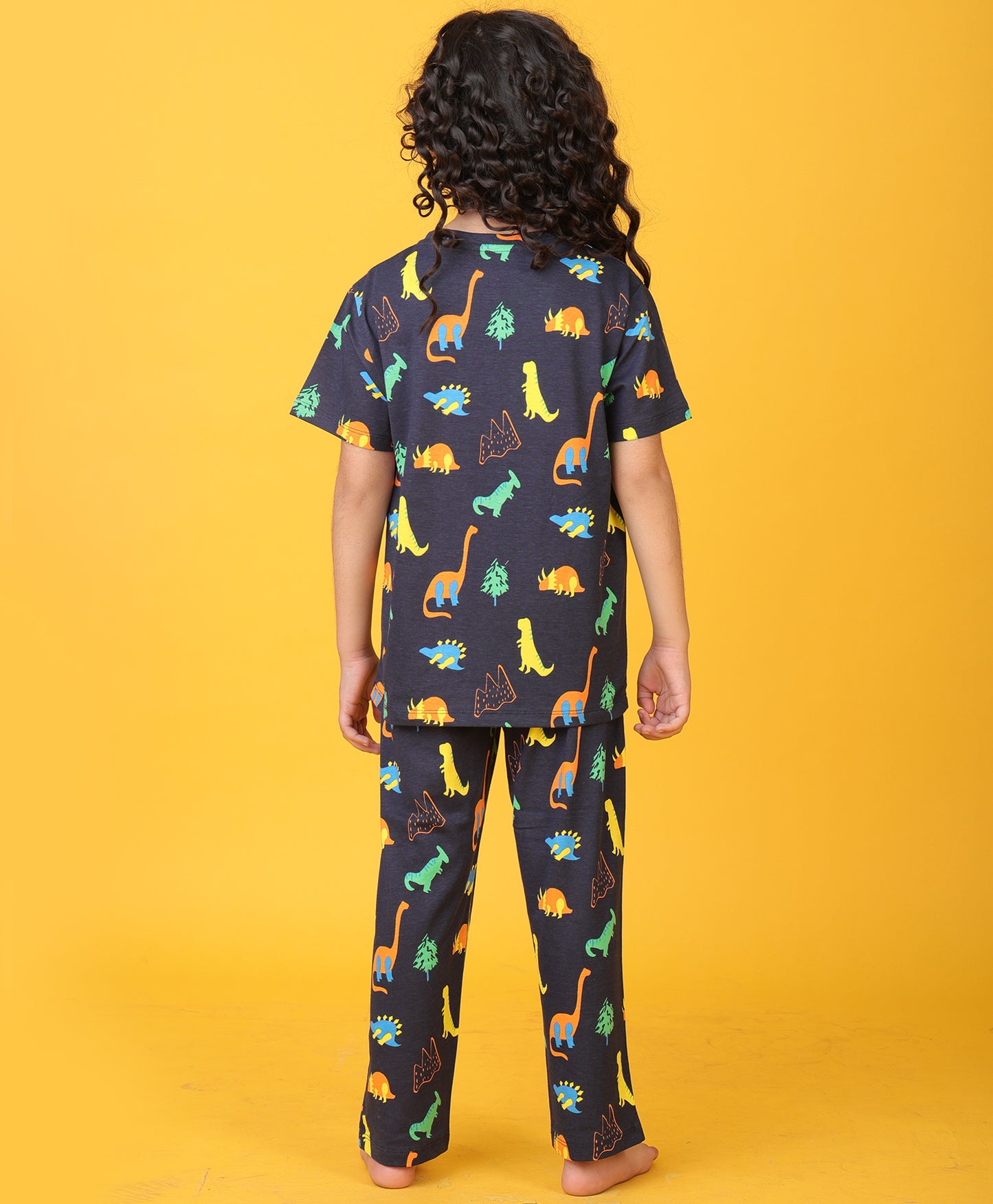 DINOSAUR FUN NAVY GIRLS SHORT SLEEVE PYJAMA SET - NAVY
