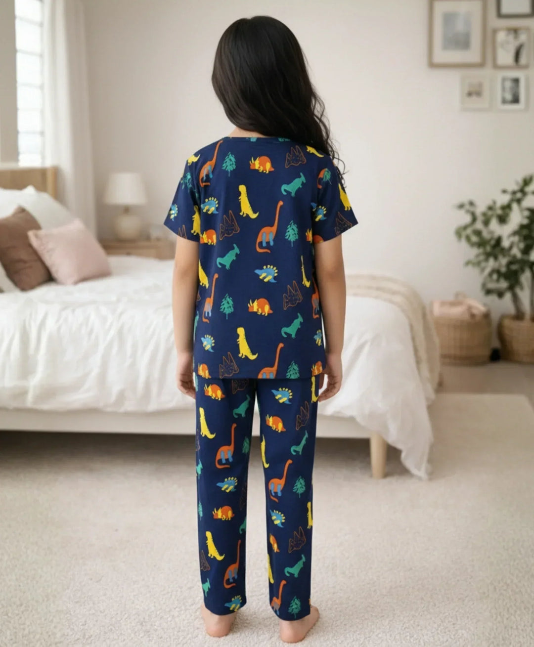 DINOSAUR FUN NAVY GIRLS SHORT SLEEVE PYJAMA SET - NAVY - Anthrilo 