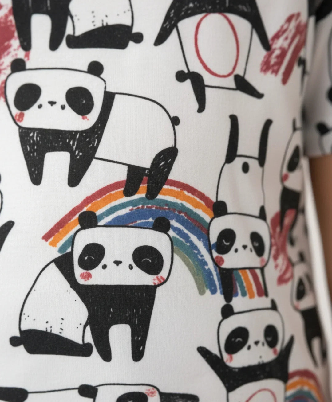 Panda Girls Short Sleeve Pyjama Set - White