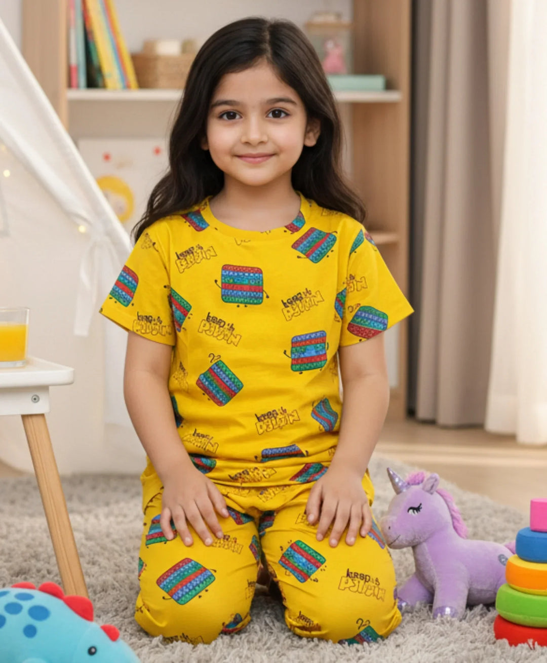 Pop It Short Sleeve Pyjama Set - Yellow