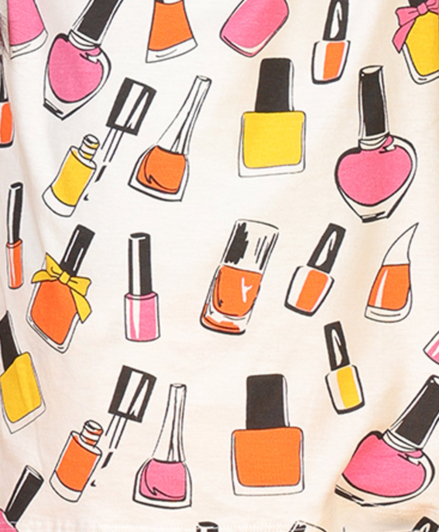NAIL PAINT SHORT SLEEVE PYJAMA SET - WHITE