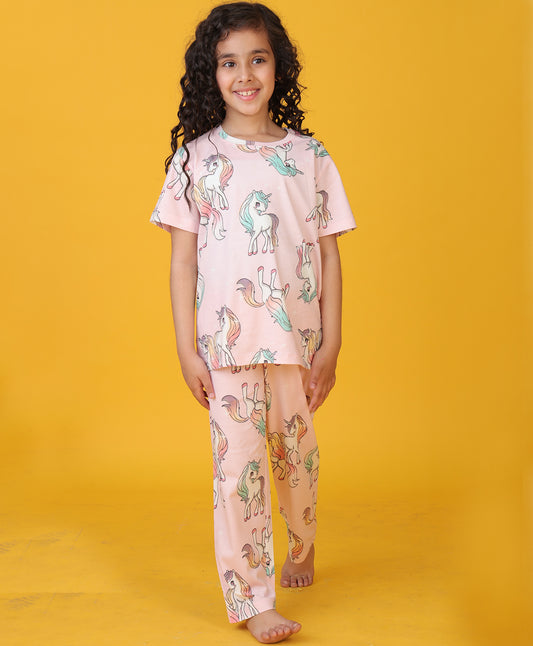 UNICORN STAR SHORT SLEEVE PYJAMA SET - PINK