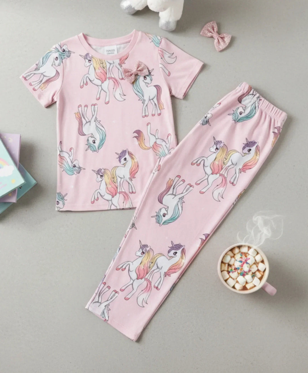 UNICORN STAR SHORT SLEEVE PYJAMA SET - PINK - Anthrilo 