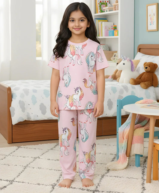 UNICORN STAR SHORT SLEEVE PYJAMA SET - PINK - Anthrilo 