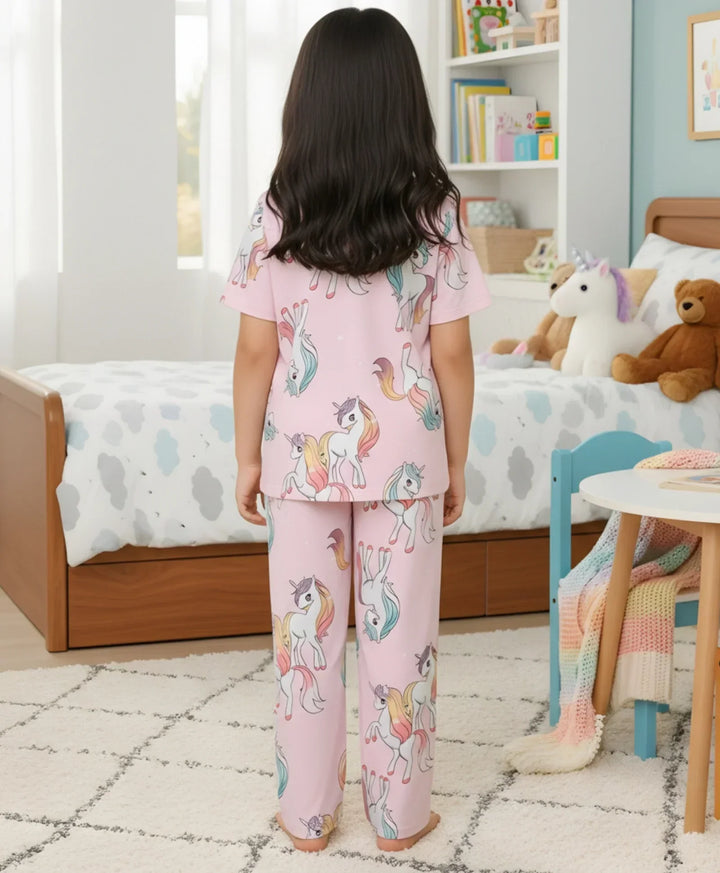 UNICORN STAR SHORT SLEEVE PYJAMA SET - PINK - Anthrilo 