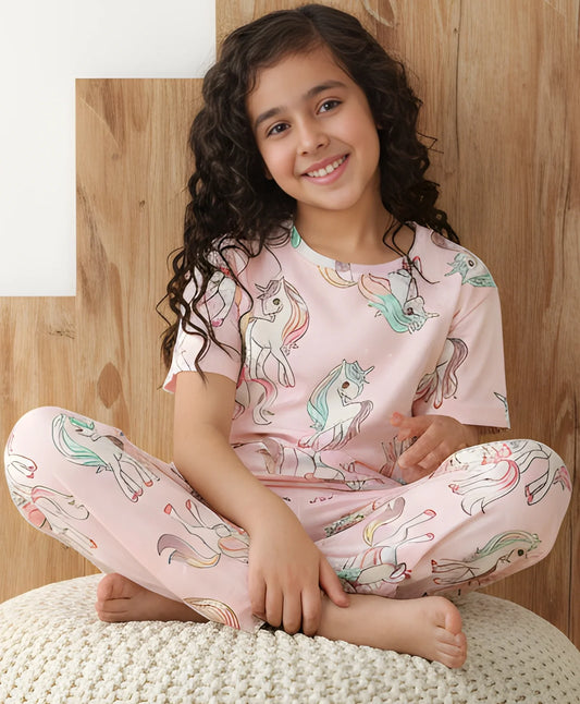 UNICORN STAR SHORT SLEEVE PYJAMA SET - PINK